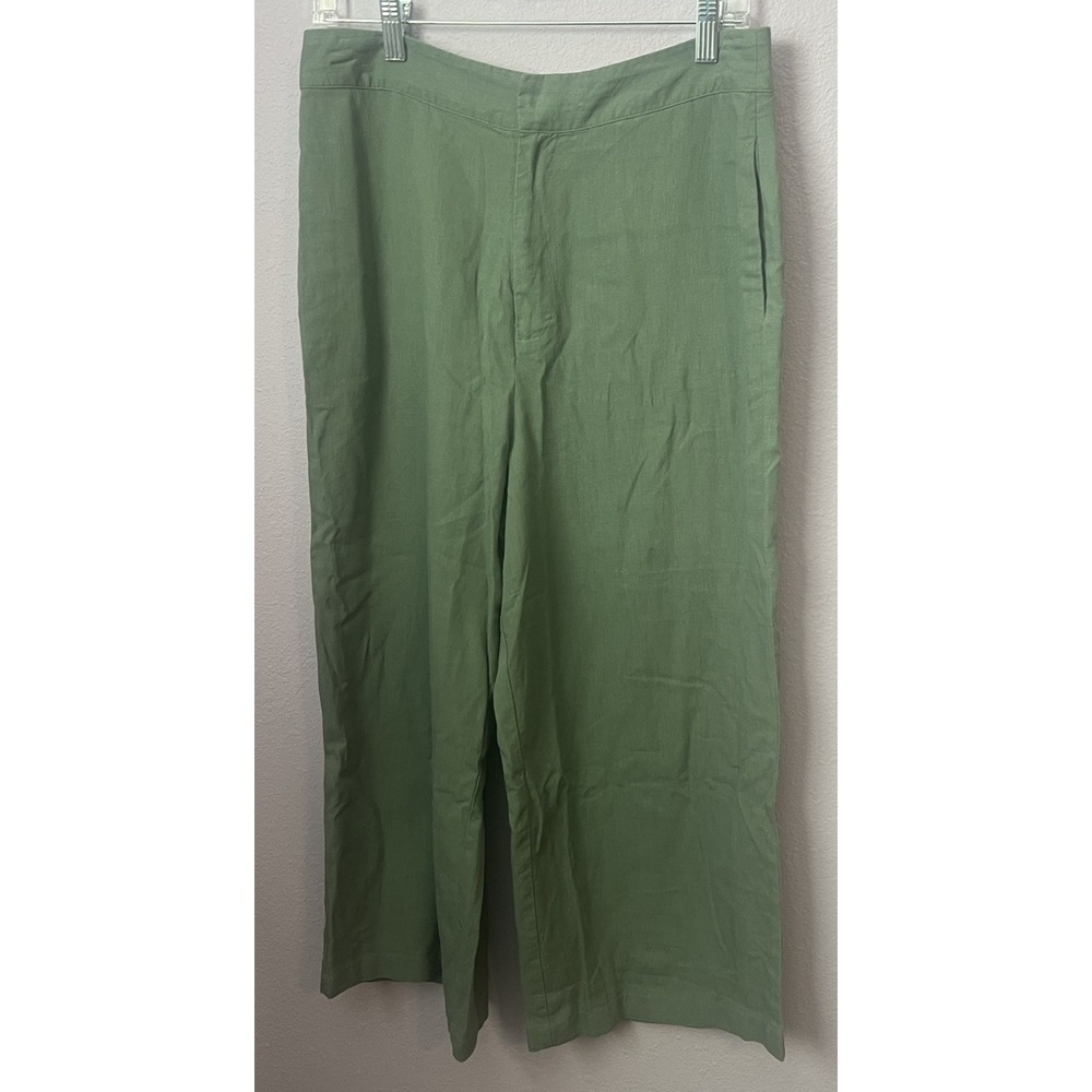 Madison Green Olive Boho Wide Leg Linen‎ Blend Pants Size 6